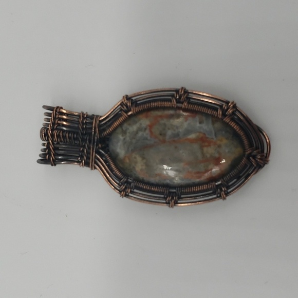 401- Wire Wrapped Natural Stone Pendant Necklace Handmade NWT - Picture 2 of 5